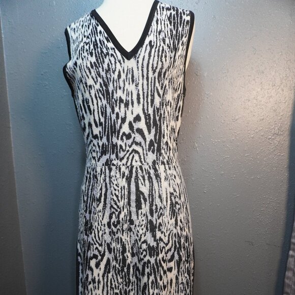 Rachel Roy Womens Black Off White Leopard Sweater Sleeveless Dress Size Small - Picture 2 of 9